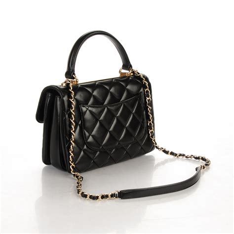 CHANEL Lambskin Quilted Small Whipstitch Flap Bag Black 